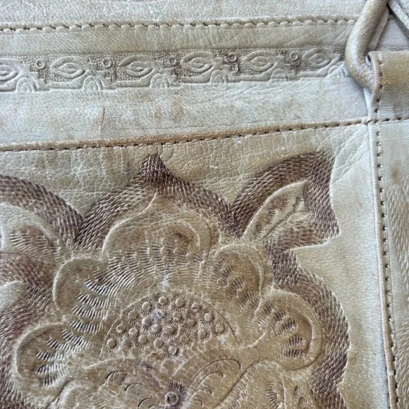 Vintage 1960's Leather Tooled Womens Purse Bag Western Vintage Retro Bag VTG - Picture 3 of 14